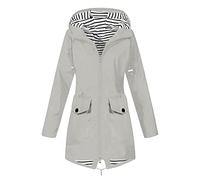 AACH Regenjacke Damen Wasserdicht Lang Übergangsjacke Atmungsaktiv Softshelljacke Einfarbig Outdoor Regenmantel mit Kapuze Funktionsjacke Leichte Gefüttert Windbreaker Große Größen Regenparka