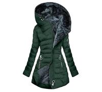 AACH Steppjacke Damen Dickere Daunenjacke Winter Langarm Kapuzenjacke Fleece Gefütterte Winterjacke Slim Fit Einfarbig Wintermantel Full Zip Modische Pufferjacke mit Taschen Outdoorjacke