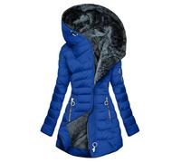 AACH Steppjacke Damen Dickere Daunenjacke Winter Langarm Kapuzenjacke Fleece Gefütterte Winterjacke Slim Fit Einfarbig Wintermantel Full Zip Modische Pufferjacke mit Taschen Outdoorjacke