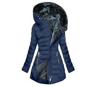 AACH Steppjacke Damen Dickere Daunenjacke Winter Langarm Kapuzenjacke Fleece Gefütterte Winterjacke Slim Fit Einfarbig Wintermantel Full Zip Modische Pufferjacke mit Taschen Outdoorjacke