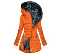 AACH Steppjacke Damen Dickere Daunenjacke Winter Langarm Kapuzenjacke Fleece Gefütterte Winterjacke Slim Fit Einfarbig Wintermantel Full Zip Modische Pufferjacke mit Taschen Outdoorjacke