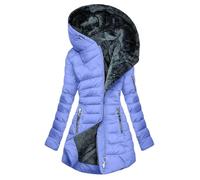 AACH Steppjacke Damen Dickere Daunenjacke Winter Langarm Kapuzenjacke Fleece Gefütterte Winterjacke Slim Fit Einfarbig Wintermantel Full Zip Modische Pufferjacke mit Taschen Outdoorjacke