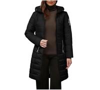 AACH Steppjacke Damen Dickere Daunenjacke Winter Langarm Kapuzenjacke Fleece Gefütterte Winterjacke Slim Fit Einfarbig Wintermantel Full Zip Modische Pufferjacke mit Taschen Outdoorjacke