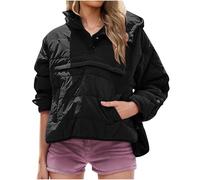 AACH Steppjacke Damen Leicht Wintermantel Oversized Langarm Hoodie Wärmen Einfarbig Kapuzenpullover Vintage Weiche Daunenjacke Stilvolle Casual Steppmantel Winter Modisch Herbstjacke