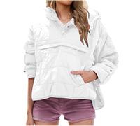 AACH Steppjacke Damen Leicht Wintermantel Oversized Langarm Hoodie Wärmen Einfarbig Kapuzenpullover Vintage Weiche Daunenjacke Stilvolle Casual Steppmantel Winter Modisch Herbstjacke