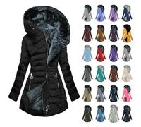 AACH Winterjacke Damen Warm Steppjacke mit Kapuze Pufferjacke Reißverschluss Einfarbig Daunenjacke Winter Dicke Kapuzenjacke Klassische Langarm Übergangsjacke Oversized Locker Outdoorjacke