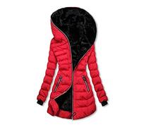 AACH Winterjacke Damen Warm Steppjacke mit Kapuze Pufferjacke Reißverschluss Einfarbig Daunenjacke Winter Dicke Kapuzenjacke Klassische Langarm Übergangsjacke Oversized Locker Outdoorjacke