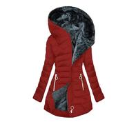 AACH Winterjacke Damen Warm Steppjacke mit Kapuze Pufferjacke Reißverschluss Einfarbig Daunenjacke Winter Dicke Kapuzenjacke Klassische Langarm Übergangsjacke Oversized Locker Outdoorjacke