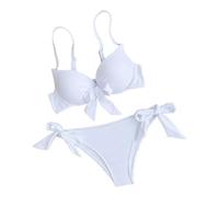 AAIXXIZAO Bikini Badeanzug Damen Sexy Front Schleife Push Up Bikinis Zwei Stücke Feste Badeanzug Krawatte Bikini Badeanzug S Weiß