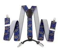 AAIXXIZAO Hosenträger Suspender Blau Elastische Vier Clips Herren Hosenträger Hosen Clips Für Menschen Modisches Accessoire (Blaue Hintergrundfarbe)