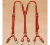 AAIXXIZAO Hosenträger Suspender Erwachsene Herrenschnalle 6 Clip Hosenträger Lederriemen Unterwäsche Accessoires Männliches Modell Kleiderbügel Clips (Gelbbraun)