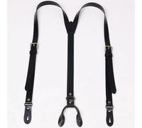 AAIXXIZAO Hosenträger Suspender Erwachsene Leder Hosenträger Herren Schicht Hosenträger Knopf Vintage Für Männer Und Frauen (Schwarz)