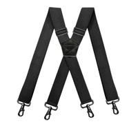 AAIXXIZAO Hosenträger Suspender Herren Arbeitshosenträger 3,5 cm Breit X-Form Mit 4 Drehbaren Karabinerhaken Verstellbare Elastische Biker Snowboard Hosenträger (Schwarz)