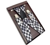 AAIXXIZAO Hosenträger Suspender Herren Elastische Taille Hosenträger Groß X Vier Clip 3,5 Cmhosen Hängendes Seil (Weiß Kariert)