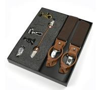 AAIXXIZAO Hosenträger Suspender Herren Hosenträger Multi-Set Anzug Arbeit Hosenträger Leder Elastisch Herren (Kaffee)
