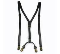 AAIXXIZAO Hosenträger Suspender Leder Y-Typ Hosenträger Für Männer Clips Hosenträger Verstellbarer Harness Hosenträger Anzugzubehör (Schwarz)