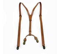AAIXXIZAO Hosenträger Suspender Leder Y-Typ Hosenträger Für Männer Clips Hosenträger Verstellbarer Harness Hosenträger Anzug Zubehör (Braun)