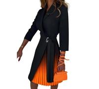 AAIXXIZAO Hübsche Kleider Dress Damen Büro-Damen Anzug Kleider Für Frauen Lang Ärmel Ige Schnürung Elegantes Damen-Party-Arbeits-Mini Kleid S Schwarz