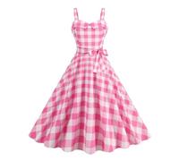 AAIXXIZAO Hübsche Kleider Dress Damen Vintage Rosa Kleid Retro Strap Hosenträger Party Kleider S Light Pink