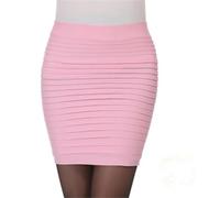 AAIXXIZAO Hübscher Rock Bleistiftrock Damen Elastischer Plissee Rock Hohe Taille Bodycon Mini Rock Büro Kurze Bleistift Röcke Solid One Size Pink