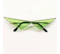 AAIXXIZAO Sonnenbrille Herren Diamanten Luxus Sonnenbrille Frauen Randlose Sonnenbrille Weibliche Strass Punk Dreieck Brille Uv400 Einheitsgröße Grün