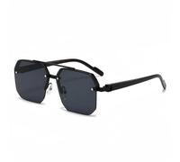 AAIXXIZAO Sonnenbrille Herren Metall Sonnenbrille Quadratisch Halber Rahmen Casual Trend Persönlichkeit Retro Mode Outdoor Sport Brille Schwarz-Grau