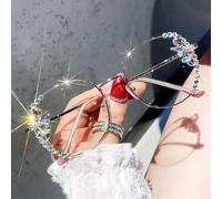 AAIXXIZAO Sonnenbrille Herren Quadratische Brille Frauen Strass Legierung Klare Gläser Brille Weibliche Punk Brille C2-Pink-Diamond