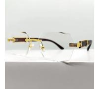 AAIXXIZAO Sonnenbrille Herren Quadratische Damensonnenbrille Für Männer Unregelmäßig Randlos Rechteck Sonnenbrille Damenbrille Gold-Klar