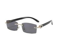 AAIXXIZAO Sonnenbrille Herren Randlose Diamant Sonnenbrille Frauen Vintage Rechteck Sonnenbrille Weibliche Schattierungen Strass Quadrat Brille Farbverlauf Einheitsgröße C1Schwarz-Schwarz