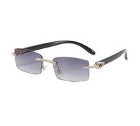 AAIXXIZAO Sonnenbrille Herren Randlose Diamant Sonnenbrille Frauen Vintage Rechteck Sonnenbrille Weibliche Schattierungen Strass Quadrat Brille Farbverlauf Einheitsgröße C2Schwarz-Grau