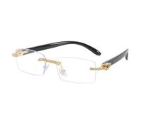 AAIXXIZAO Sonnenbrille Herren Randlose Diamant Sonnenbrille Frauen Vintage Rechteck Sonnenbrille Weibliche Schattierungen Strass Quadrat Brille Farbverlauf Farben Einheitsgröße C8Schwarz-Klar