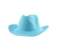 AAIXXIZAO Sonnenhut Strohhut Hut Damen Strandhüte Für Frauen Cowboyhut Panama Breite Krempe Solide Jazz Kappe Mann Hut Stroh Sonnenhut 56-58Cm Seeblau