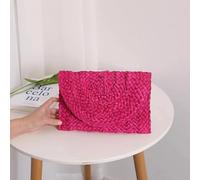 AAIXXIZAO Strohtaschen Strandtasche Frauen Klappe Umschlag Taschen Strandtasche Handgemachte Brieftasche Stroh Gestrickte Handtasche Dame Münze Telefon Lange Geldbörse Clutches 25X2X15Cm Rosa