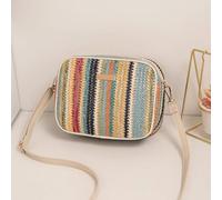 AAIXXIZAO Strohtaschen Strandtasche Frauen Regenbogen Gestreift Crossbody Umhängetasche Kleine Geldbörse Und Handtasche Damen Stroh Gewebte Strandtasche Grün