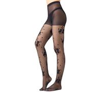 Aaronano Strumpfhosen Damen Muster Schwarz Feinstrumpfhose Transparent Gemustert,Netz,Blumen Dot Rose