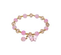 aaSccex Armband Wechseln 2024 Imitations-Jade-Schmetterling-Kristallglas-Armband Tochter Kinder-Perlenarmband Herrenuhren Mit Lederarmband Automatik (Pink, A)