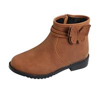 aaSccex Mädchen Stiefeletten Kinder Boots Mädchen Prinzessin Schuhe Einfarbig Mid Chunky Heel Warme Stiefel Bequem Niedlicher Bowknot Winterschuhe Winterstiefel