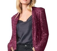 aaSccex Pailletten Blazer Damen Silber Elegant Sakko Damenblazer Trachtenblazer Womens Coat Kurzblazer Festlich Cardigan Kurz Kostüm Western Outdoor Jacken Übergangsjacke Women's Cardigans