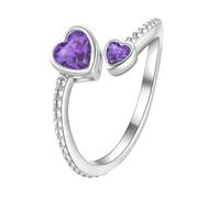 aaSccex Ringe Für Jugendliche Mädchen Mädchen-Ring 925er-Sterlingsilber, Geburtsstein-Ringe für Frauen, verstellbar, offener Herz-Ring, Sternbild-Monats-, für Teenager-Mädchen, Ringe Für (B, A)