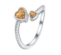aaSccex Ringe Für Jugendliche Mädchen Mädchen-Ring 925er-Sterlingsilber, Geburtsstein-Ringe für Frauen, verstellbar, offener Herz-Ring, Sternbild-Monats-, für Teenager-Mädchen, Ringe Für (K, A)