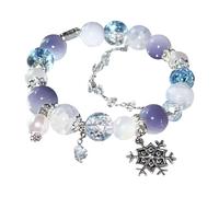 aaSccex Sonnenuhr Armband Gemstone Bracelets With Silver Snowflake Charm Genuine Soothing Bracelet (Opal Blue Armbanduhr Großes Ziffernblatt (Sky Blue, One Size)