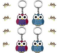Aatpuss 4 Stücke Schlüsselanhänger Eule,Bunte Eule Emaille Charms Metall Eule, Schlüsselanhänger Personalisiert, Niedliche Tier Schmuck Machen, Kits Für Brieftasche Rucksack Handtasche