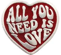 AAWFHRIE Beatles Love Embroidered Herz Patch (3 Inch) - 1 Stück - Bestickter Aufnäher - Mittel - Baumwolle - Iron-On