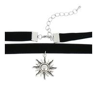 AB-Fashion 07 Choker Halskette Samt Schwarz mit Antiksilber Sonne