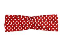ABAKUHAUS Retro Halstuch Bandana Kopftuch, Vintage-Tupfen mit Big White Circular runden Formen Nostalgic Girlish Art Design, Elastisch und Angenehme alltags accessories, rot
