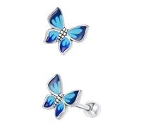 Abaodam 1 Paar 925 Stück Sterlingsilber Schmetterling Ohrstecker Damen mit Schraubverschluss Filigraner Ohrschmuck für Alltag Hochzeit und Besondere Anlässe