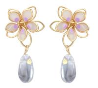 Abaodam 1 Paar Damen Blumenohrringe Baumelnd Tropfen Ohrstecker Ohrschmuck für Teenager Mädchen Rosa Hypoallergen Alltag Fest