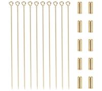 Abaodam 10 Stück Metall Broschennadeln 70mm mit Stopper Sicherheitsnadeln für Selbstgemacht Schmuck Kleidung Goldfarbene Anstecknadeln für Party und Alltag