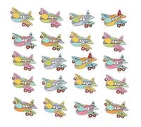 Abaodam 100 Stück Holzknöpfe Flugzeugform 20x30mm 2 loch Selbstgemacht Nähknöpfe Cartoon Bastelknöpfe für Kinderkleidung Rucksäcke Gürtel