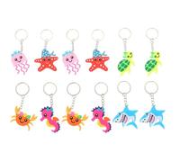 Abaodam 12 Stücke Handtaschen Nautisch Tote Ring Thema Fisch + Kind Anhänger Glitzern Schlüssel Zurück Kreaturen Die Favors Ornament Seepferdchen + Kreatur